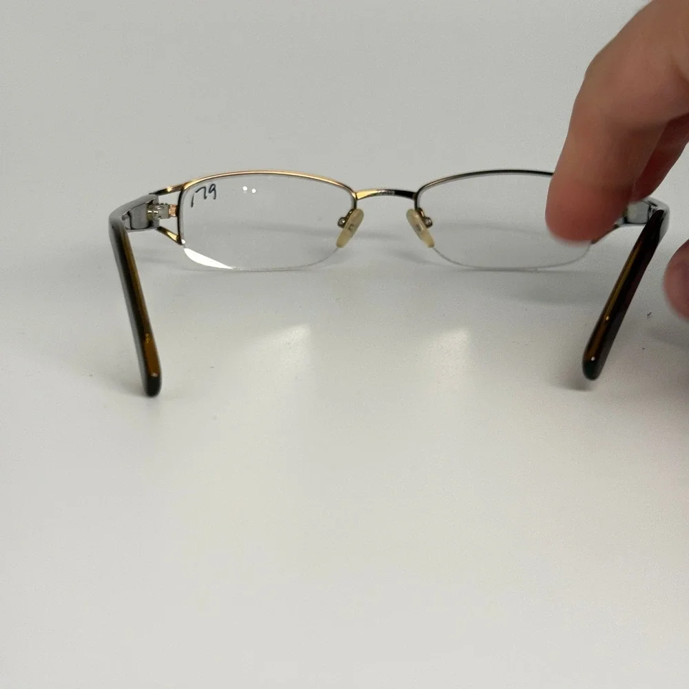 Brown Semi Rimless Rectangle‎ Eyeglass Frames 52-19-140 Metal Eyewear